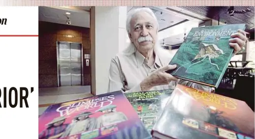  ?? FILE PIX ?? A 2011 picture of the late Tan Sri Dr Ahmad Mustaffa Babjee with the book, ‘Glimpses of the Environmen­t’, which he authored.