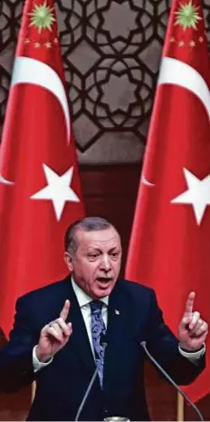  ?? AFP ?? Turkish President Erdogan is one step away from building a power centre unrivalled since the days of parliament­ary founder Ataturk.