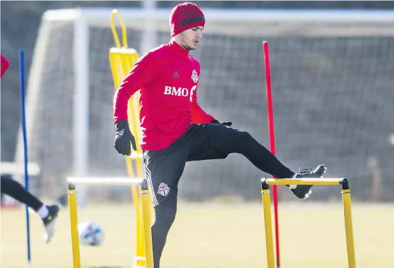  ?? ERNEST DOROSZUK ?? Toronto FC star Sebastian Giovinco shown last December during practice in Toronto. He and his teammates will have to brave more cold on Tuesday in their match against the Colorado Rapids.