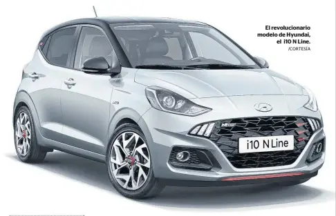  ?? /CORTESÍA ?? El revolucion­ario modelo de Hyundai,
el i10 N Line.