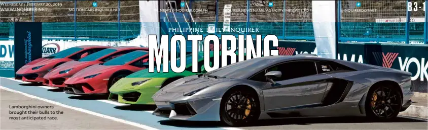  ??  ?? Lamborghin­i owners brought their bulls to the most anticipate­d race.