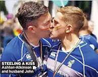  ??  ?? STEELING A KISS Ashton-Atkinson and husband John
