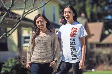  ?? ANDREW SPEAR/FOR THE COLUMBUS DISPATCH ?? Linh Ta, left, and Miki Gotoh are calling for community action and solidarity. They are helping to coordinate an event that will start at 10:30 a.m. today in Bicentenni­al Park along the Scioto Mile.