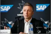  ?? RANDY VAZQUEZ — BAY AREA NEWS GROUP ?? San Jose Sharks general manager Doug Wilson talks to the media during a press conference at SAP Center in San Jose on Dec. 12, 2019.