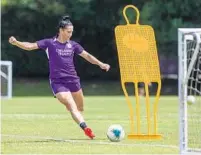  ?? MARK THOR/ORLANDO PRIDE ?? Orlando Pride defender Ali Krieger is juggling playing and a new role on the Orlando City local TV broadcast team.