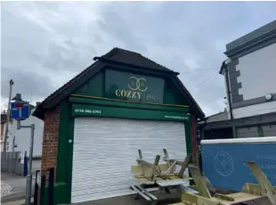  ?? Picture: Local Democracy Reporting Service ?? Cozzy Bites, the food hut that is currently shuttered but set to open in April, in the former Smash N Grab hut in London Road, East Reading