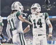  ?? RAJ MEHTA/ USA TODAY SPORTS ?? Former Jets teammates Sam Darnold and Robby Anderson will be reunited with the Panthers.