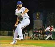  ?? JERRY ESPINOZA/MILB PHOTOS ?? Former Waterford High School star Nolan Long pitches in a game for the Rancho Cucamonga Quakes in 2017.