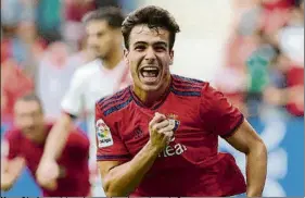  ?? FOTO: OSASUNA. ?? Manu Sánchez, celebrando un gol con la camiseta de Osasuna