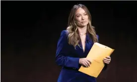  ?? Photograph: Greg Doherty/Getty Images ?? ‘In any other workplace, it would be seen as an attack’: Olivia Wilde during a presentati­on at CinemaCon 2022.