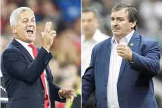  ?? — AFP photo ?? This combinatio­n of pictures shows Switzerlan­d’s head coach Vladimir Petkovic at the St. Jakob-Park stadium in Basel on Sept 6, 2016 (left) and Costa Rica’s coach Oscar Ramirez in Mexico City on March 24, 2017.