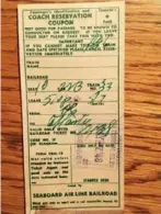  ?? Bill Steigerwal­d ?? A train ticket stub from Ray Sprigle’s 1948 trips through the Jim Crow South.