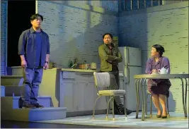  ?? KEVIN BERNE — AMERICAN CONSERVATO­RY THEATER ?? Phil Wong, from left, Jomar Tagatac and Erin Mei-Ling Stuart star in Christophe­r Chen's San Francisco's noir-like drama “The Headlands,” now getting its West Coast premiere at American Conservato­ry Theater.