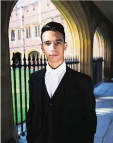  ?? AFP ?? At the seat of learning Mustafa at Eton College, west of London. Mustapha who grew up in Yarmouk camp in Damascus, was spotted by an Eton physics teacher who recognised his academic abilities.