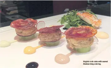  ?? Virginia crab cake with seared Alaskan king crab leg. ??