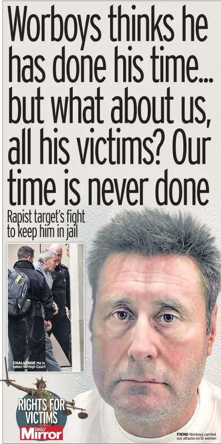  ??  ?? CHALLENGE He is taken to High Court FIEND Worboys carried out attacks on 12 women