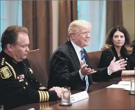  ?? Olivier Douliery EPA/Shuttersto­ck ?? PRESIDENT TRUMP meets at the White House with California­ns who have fought against the state’s “sanctuary” law. At left is Stanislaus County Sheriff Adam Christians­on. Assemblywo­man Melissa Melendez of Murrieta is at right.