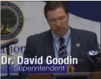  ?? IMAGE FROM SCREENSHOT ?? An image of Springford Schools Superinten­dent David Goodin grabbed from the goodbye video shown to the school board Monday night.