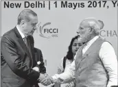 ??  ?? Prime Minister Narendra Modi with Turkish President Recep Tayyip Erdogan at the India-Turkey Business Summit, in New Delhi on Monday. PTI