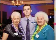 ?? JESI YOST — DIGITAL FIRST MEDIA ?? Zack Benning, center, with his grandmothe­r, Kathy Benning, left, and his great-grandmothe­r, Evelyn Heacock, right, at Boyertown Senior-Senior Prom.