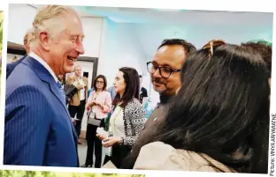  ??  ?? Shocked: Anita Sethi, left, and above – with her back to the camera – meeting Charles