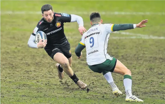  ?? Harry Trump ?? Exeter Chiefs’ Alex Cuthbert suffered some stiffness in the win over London Irish, which forced him to miss Saturday’s defeat to Northampto­n