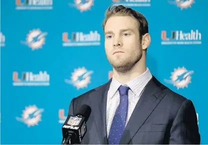  ?? DARRON CUMMINGS/AP ?? “You have to turn the page, it’s the NFL,’’ Dolphins quarterbac­k Ryan Tannehill said on Wednesday. “You have to get ready for the next one.”