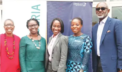  ??  ?? L-R: Alero Ayida-Otobo, board member, Teach for Nigeria; Feyi Ojugo, head of teaching and administra­tion, Greensprin­gs School; Lolade Sasore, head, communicat­ions and knowledge engagement, FBNQuest Merchant Bank; Folawe Omikunle, CEO, Teach for Nigeria; and Gbenga Oyebode, chairman, Teach for Nigeria, at the Teach for Nigeria 2018 Fellows graduation, which took place in Lagos recently.