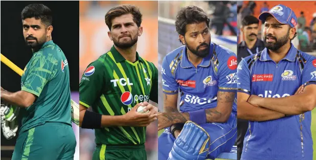  ?? ?? The four central characters: (from left) Babar Azam, Shaheen Shah Afridi, Hardik Pandya and Rohit Sharma