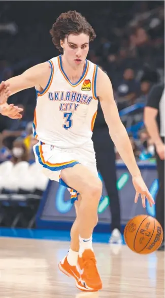  ?? ?? Josh Giddey excelled during his NBA pre-season debut for Oklahoma City Thunder.