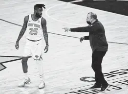  ?? Elsa / Getty Images ?? Knicks head coach Tom Thibodeau wants his team to remain focused on the road ahead instead of celebratin­g the successes up to this point in the season.