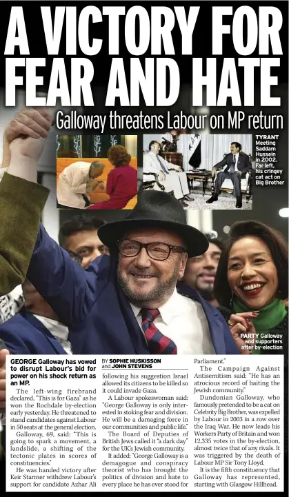  ?? ?? PARTY Galloway and supporters after by-election