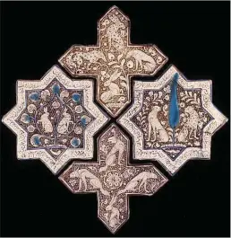  ??  ?? Star and cross tiles from Iran AH 664–65 (AD 1266–67)