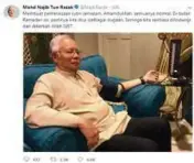  ??  ?? Najib memuat naik gambar sedang menjalani pemeriksaa­n tekanan darah di laman Twitter, semalam.