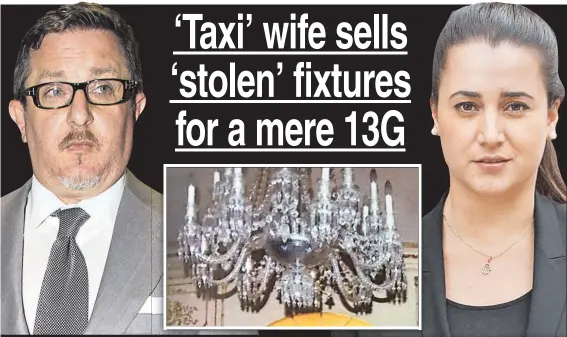  ??  ?? CHEAP SHOT: Gene Freidman claims estranged wife Sandra (right) stole this chandelier and another from their town house.