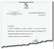  ??  ?? Il documento La lettera con cui già nel 2017 De Luca annunciava al premier Gentiloni la richiesta di autonomia per la Campania