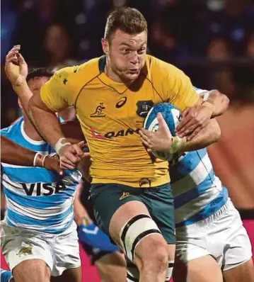  ?? REUTERS PIC ?? Australia’s Jack Dempsey in action during their Rugby Championsh­ip match against Argentina on Saturday .