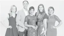  ??  ?? The cast of Your Morning from left: Kelsey McEwen, Ben Mulroney, Anne-Marie Mediwake, Lindsey Deluce and Melissa Grelo.