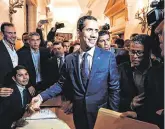  ??  ?? Co-ordinated aid: Juan Guaido heads to a session of the National Assembly in Caracas.