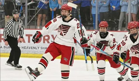  ?? Barry Reeger/ For the Post-Gazette ?? Peters Township forward William Tomko had plenty to celebrate as the leading scorer from last year’s Penguins Cup and state championsh­ip squad.