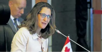  ?? GETTY IMAGES FILES ?? Foreign Affairs Minister Chrystia Freeland has referred to CETA as the gold standard of trade agreements when it comes to the environmen­t and she wants to push CETA’s environmen­t chapter with the U.S. and Mexico on NAFTA.