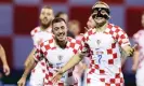  ?? Photograph: Pixsell/MB Media/Getty Images ?? Lovro Majer celebrates after putting Croatia back in front against Denmark.