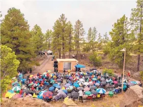  ?? COURTESY OF KAREN HENDERSON ?? A view of 2017’s Opera on the Rocks at Bandelier National Monument. This year’s outdoor show will feature selections from several operas/operettas, including “The Gypsy Baron,” “Samson and Delilah” and “I Pagliacci.”