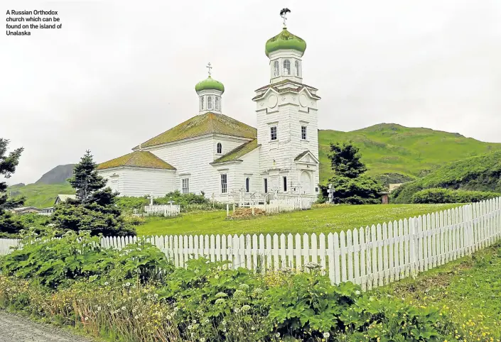  ??  ?? A Russian Orthodox church which can be found on the island of Unalaska