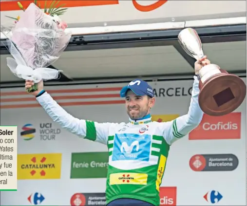  ??  ?? LA TERCERA. Valverde celebra en el podio su tercera Volta de Catalunya, tras las de 2009 y 2017.