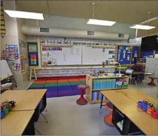  ?? JOSE CARLOS FAJARDO — STAFF ARCHIVES ?? A classroom sits empty as school officials begin the process of shutting down in an effort to slow the spread of the coronaviru­s at Monte Gardens Elementary in Concord, Calif., on Friday, March 13, 2020.