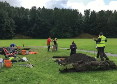  ?? ?? The archaeolog­ists are hoping to find the original centre and penalty spots