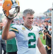  ?? JOSEPH MAIORANA / USA TODAY ?? Kicker Mason Crosby and the Green Bay Packers special teams had a fair share of ups and downs last season, but Crosby did move up to 14th on the NFL’s all-time scoring list with 1,806 career points.