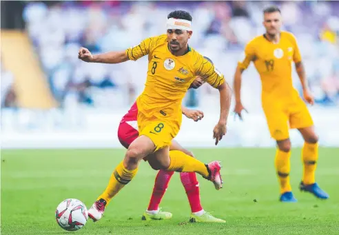  ??  ?? CONFIDENCE: Australia’s Massimo Luongo on the ball against Jordan in the opening match of the Asia Cup. Picture: GETTY IMAGES