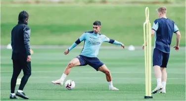  ?? Courtesy: Manchester City FC website ?? ↑
Manchester City players attend a training session on Sunday, ahead of their match against Wolves.